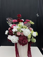 Arrangement floral de mariage artisanal en soie artificielle, Hortensia bordeaux, pour décoration de mariage, Qingdao Golden Handicraft