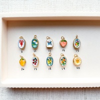 Nouveau Pendentif Fraise Vintage en Cuivre, Style Européen-Américain, Série Imprimée Peinte à l'Huile DIY pour Femme, Style Ins, Vente Directe