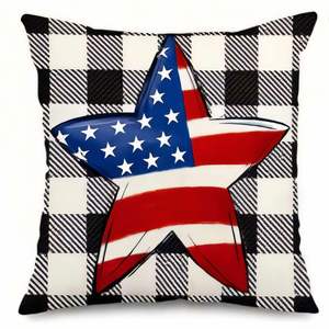Independence Day <b>Pillow</b> Sofa Polyester Linen Cushion Cover American Style - Product Image 4