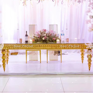 Customization Graceful <b>White</b> Rectangle Marble Top Gold Stainless Steel Wedding <b>Dining</b> Room Party <b>Table</b> - Product Image 1