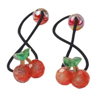 Groothandel 2 stuks/set Zoete Glitter Fruit Acryl Haarbandjes Aardbei Kers Elastische Haarbandjes Kinderen Meisjes Kraaltjes Haaraccessoires