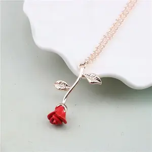 Fashion Jewelry Valentine's Day gift red rose Necklace for Women