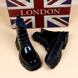 Stivaletti da Lavoro <span class=keywords><strong>Uomo</strong></span> di Alta Qualità Stile British in Pelle Lucida Traspirante con <span class=keywords><strong>Suola</strong></span> Spessa, Taglie Forti 39-44, Casual a Gamba Corta - Product Image 3