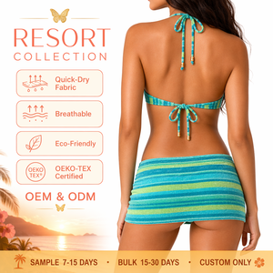 Custom Bikini There Piece <strong>Swimsuit</strong> <strong>With</strong> <strong>Skirt</strong> Bathing Suit Sexy <strong>Women</strong> New Stripe Towel Terry Fabric Swimwear Bikini Set - Product Image 2