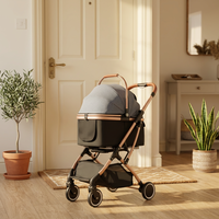 Poussette pliable légère pour petits animaux en lin, ultra-légère, portable, pour chiens et chats, facile à transporter