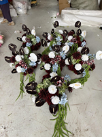 Bunga Artifisial QSLH Dekorasi Sutra Hiasan Meja Bola Bunga Burgundy Biru Calla Lily 30cm untuk Dekorasi Pernikahan