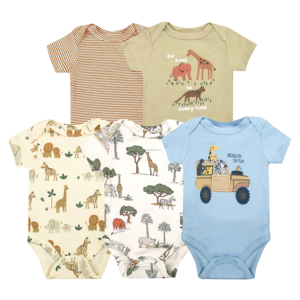 Conjuntos de Ropa para Bebé de 6 a 9 Meses, Lindos Conjuntos de Punto de Algodón con Estampado de Dibujos Animados, Cierre de Botones, Ropa de Verano para Bebés y Niños Pequeños - Product Image 1