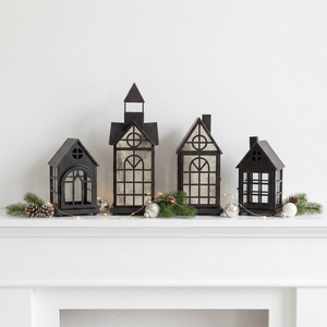 Última Colección Navideña 2026: Faroles Metálicos Negros con Forma de Casa en Diferentes Estilos para Decoración del Hogar - Product Image 1
