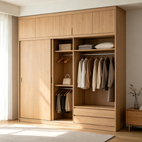 Armoire YALIG pliable résistante à l'humidité pour chambre/salon, avec portes coulissantes en verre, panneaux MDF, organisateur de vêtements