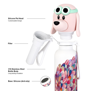 Botella de Agua Aislada de Acero Inoxidable para Niños, con Pajita y Tapa con Forma de Animal, 12oz/20oz, Libre de BPA, Venta al Por Mayor Everich - Product Image 2