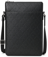 Sac bandoulière homme slim en cuir PU, vertical, plat, avec fermeture éclair supérieure, poche avant zippée, sangle en sangle, personnalisable OEM ODM