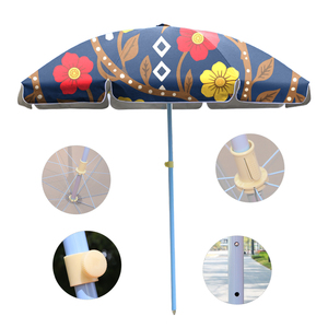 Parasol de plage pliable anti-UV, robuste, résistant au vent et au sable, imprimé personnalisé motif floral - Product Image 1