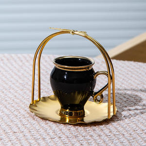 Tasses et soucoupes à expresso en céramique créatives, tasses à café en céramique pour la maison, tasses et soucoupes à café du Moyen-Orient - Product Image 2