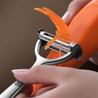 Éplucheur-râpe à pommes de terre manuel multifonctionnel 2-en-1 en acier inoxydable, durable, résistant au four, portable, pour couper les légumes