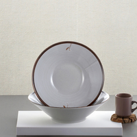 Ensemble de bols à ramen de nouilles en mélamine, antidérapant, grande taille, bordure marron OEM 10.4 pouces, usine