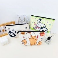 Dompet Koin Sekolah Portabel Ramah Lingkungan Dapat Digunakan Kembali Dapat Didaur Ulang Tas Resleting Kanvas yang Dapat Dicuci Dompet Anak Perempuan Tempat Pensil Motif Kartun