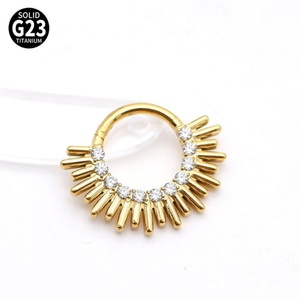 Venta Directa de Fábrica, Modelo <span class=keywords><strong>OUSLY</strong></span> OU20260414-1, Anillo de Nariz de Titanio G23 con Zirconia Electrochapada de 8mm, Joyería Corporal, Piercing Geométrico - Product Image 3