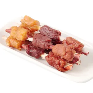 Pollo naturale anatra pollo fegato triplo aromatizzato Rawhide Kabobs Dog Chew treat snack per cani