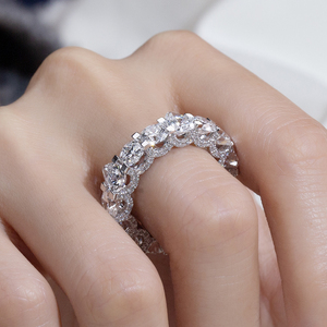 Bague de mariage Messi Jewelry MSR-2087 en or 10 carats, forme poire ronde, diamant éternité, diamant de laboratoire - Product Image 2