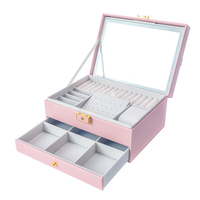 Nouveau Design Voyage Cosmétique Organisateur Sac Grande Capacité Boîte À Bijoux De Rangement Maquillage cas Avec Miroir Led