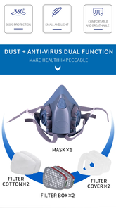 Masker gas 7502, pelindung pernapasan pribadi tahan debu dengan kartrid filter 7 buah - Product Image 4