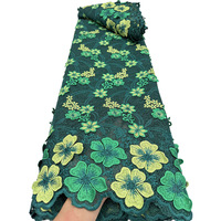 Dernière Nouveauté : Dentelle Suisse en Voile de Coton Brodé de Fleurs 3D avec Pierres sur Fond Noir pour Robe Africaine Femme Tendance