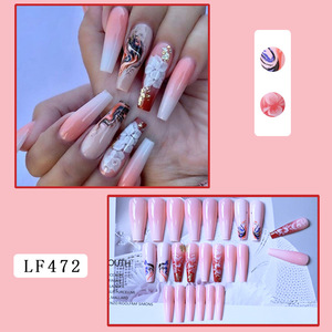 Oferta Especial: Uñas Postizas de Cobertura Completa con Diseño de Camelia Larga en Forma de Ataúd - Product Image 5