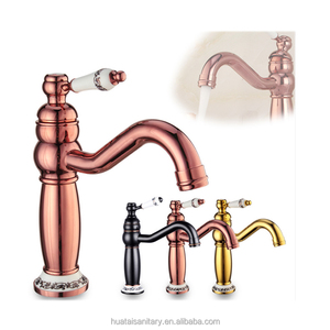 Torneira de agua de baño de lavado moderno para grifo alto, grifo mezclador de lavabo de oro rosa dorado - Product Image 1