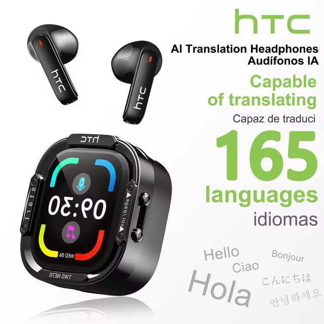 HTC NE70 AI Wireless Music Headphones Clear Sound Quality Comfortable Wearing Supports 165 Languages LCD Display