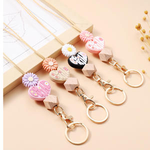 <strong>Wholesale</strong> Creative Design <strong>Silicone</strong> Beaded Lanyard Keyring Key Chain Daisy Flower Big Heart <strong>Beads</strong> Teacher Gifts Women Id Badge - Product Image 4