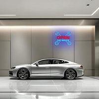 Enseigne néon ouverte de service de voiture pour décoration murale, néon dimmable de garage de voiture pour atelier de réparation de voiture
