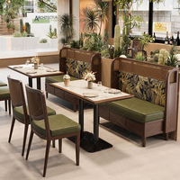 Ensemble de mobilier de restaurant contemporain en bois massif et cuir XZY OEM, table et chaises pour hôtel et café, sièges de banquette