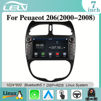 Navegador GPS WiFi de 7 Pulgadas para Peugeot 206 (2000-2008), Reproductor Multimedia, Audio Inalámbrico para Auto, Linux