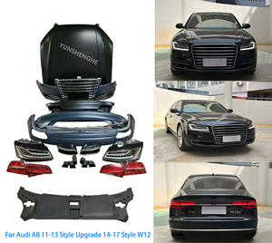 ชุดแต่งคุณภาพสูงสำหรับ Audi A8 D4 รุ่นปี 11-13 อัพเกรดเป็นรุ่นปี 17 สไตล์ <span class=keywords><strong>W12</strong></span> หรือ S8 กันชนหน้า-หลัง ไฟหน้า ไฟท้าย ฝากระโปรงท้าย - Product Image 3