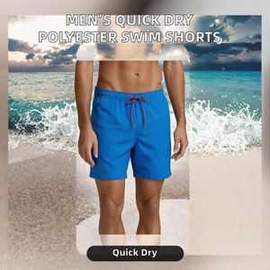 Shorts de bain pour hommes en polyester uni, séchage rapide, avec cordon de serrage, taille mi-haute, 220g, coupe ample, longueur genou, pour la plage et le surf, été - En stock - Product Image 2