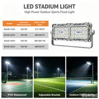 Projecteur LED super lumineux OUTLUX E040E 100W CE UKCA, étanche IP66, CRI 80, pour stades commerciaux et terrains de sport (tennis)