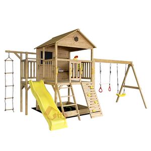 Balançoire et toboggan de patio en bois pour enfants avec échelle d'escalade - Product Image 2