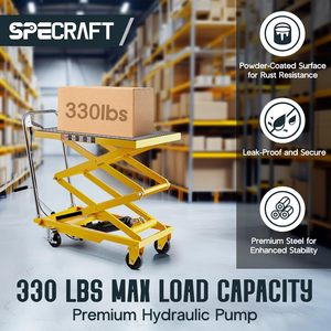 Carrello elevatore idraulico da 50 "tavolo a doppia forbice con 4 ruote antisdrucciolevoli con capacità di 330lbs piattaforma per la movimentazione dei materiali - Product Image 3