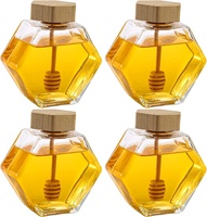 Petit pot en verre pour miel, distributeur de miel, pot en verre pour abeilles, pot à miel en verre