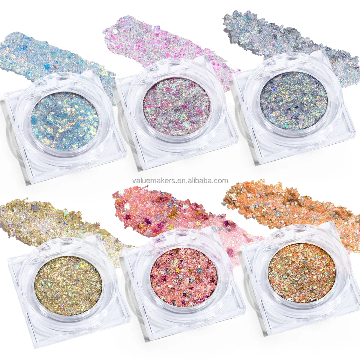 multi-function high quality cosmetics pressed glitter single eyeshadow private label mixed high adhesive chunky eyeshadow flake