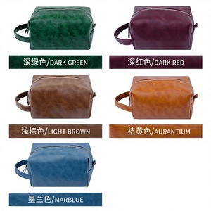 Bolsa de Cosméticos Retro de Cuero PU, Bolsa de Viaje de Gran Capacidad, Bolsa de Maquillaje Multifuncional con Cremallera y Asa para Lápiz Labial - Product Image 3