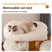 Arbre à chat minimaliste en bois massif avec plateformes de saut et nids intégrés, multi-niveaux, en sisal, gain de place, pour usage domestique