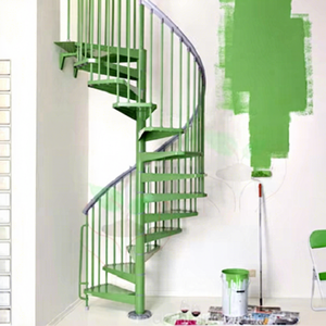 Diseño de Escaleras de Caracol Metálicas en Color Verde para Residencia - Product Image 1