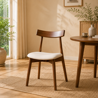 Chaise de salle à manger moderne en bois massif, écologique, avec dossier incurvé et assise rembourrée, pour la maison, le bureau et la salle à manger