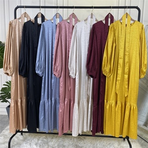 65310# Print <b>Slip</b> Satin Dresses Muslim for Ladies Kimono Abaya <b>Long</b> Modern Modest Women Dress - Product Image 4
