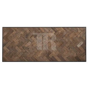 Muebles para el Hogar, Mesa de Comedor Rectangular, Estilo Escandinavo Rústico, Tablero de Madera Maciza con Diseño en Espiga, Patas de Metal - Product Image 3