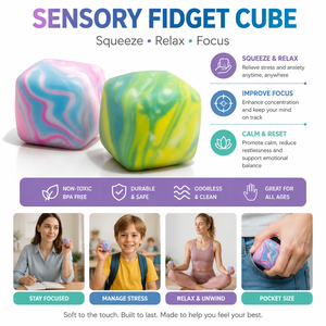 <span class=keywords><strong>Cube</strong></span> anti-stress en TPR de haute qualité, effet marbre, doux, à récupération lente, jouet sensoriel pour soulager l'anxiété, pour enfants et adultes - Product Image 4