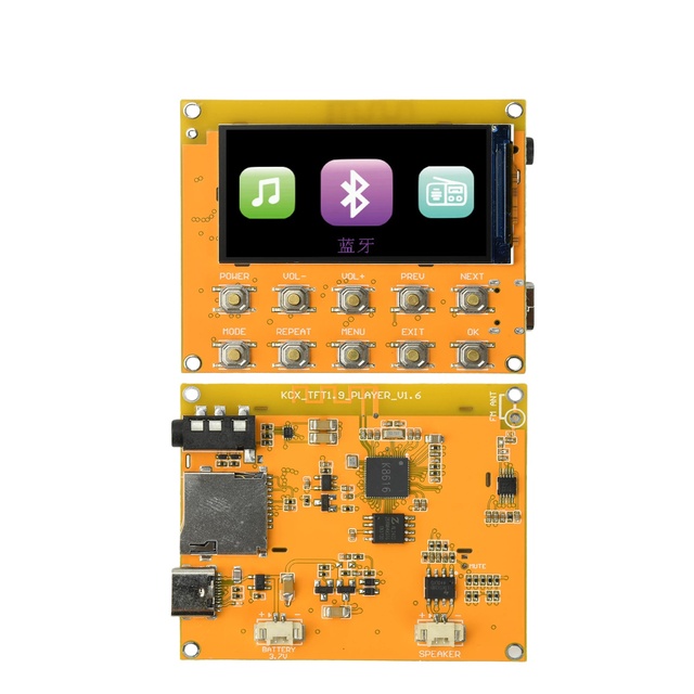 TFT Color Screen 1.9-inch FM Radio Lossless Audio Player Decoding Board 76-108 MHZ Multi-band