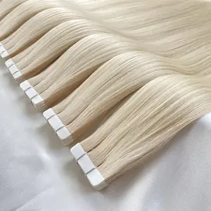 Extensions de cheveux humains européens à cuticules alignées, 100% cheveux humains Remy, trame de peau, bande Invisible, Extensions de cheveux humains