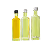 Flacon roll-on carré transparent de 50 ml en verre vide pour échantillons de rhum, whisky, vodka avec bouchon à vis sécurisé